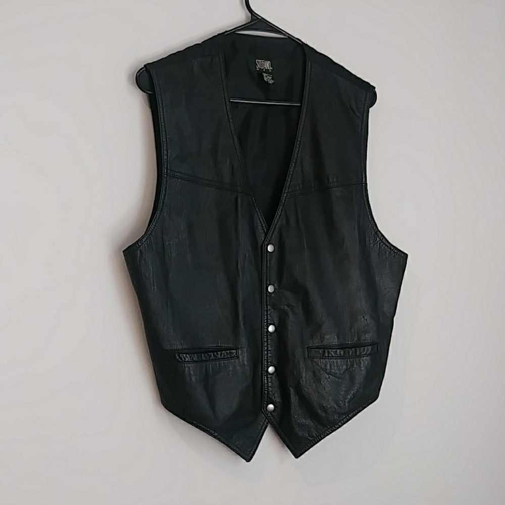 Stefano Man Leather Vest L